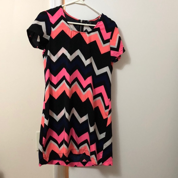 Chevron Pattern Bright Color Summer Dress - Picture 2 of 5